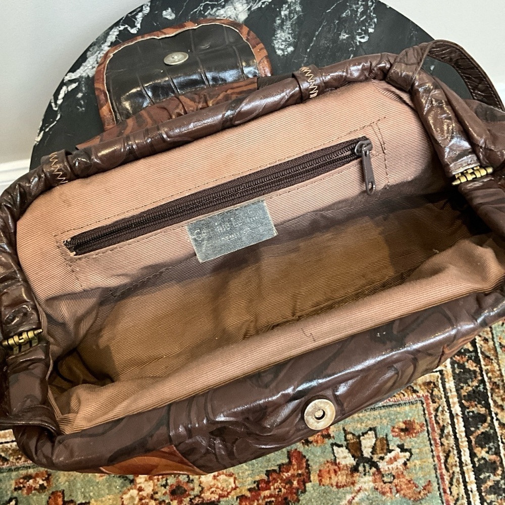 80s tool leather oblong brown crossbody bag - Picture 10 of 10